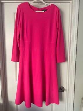 Hot Pink Long-Sleeve A-Line Dress